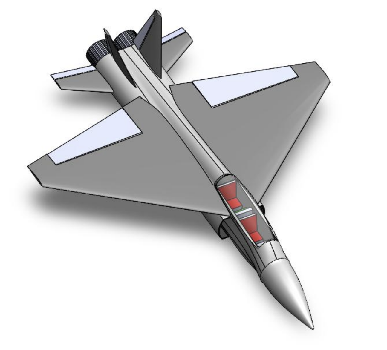 Aleborne carrier-based strike fighter — 3-view engineering drawing