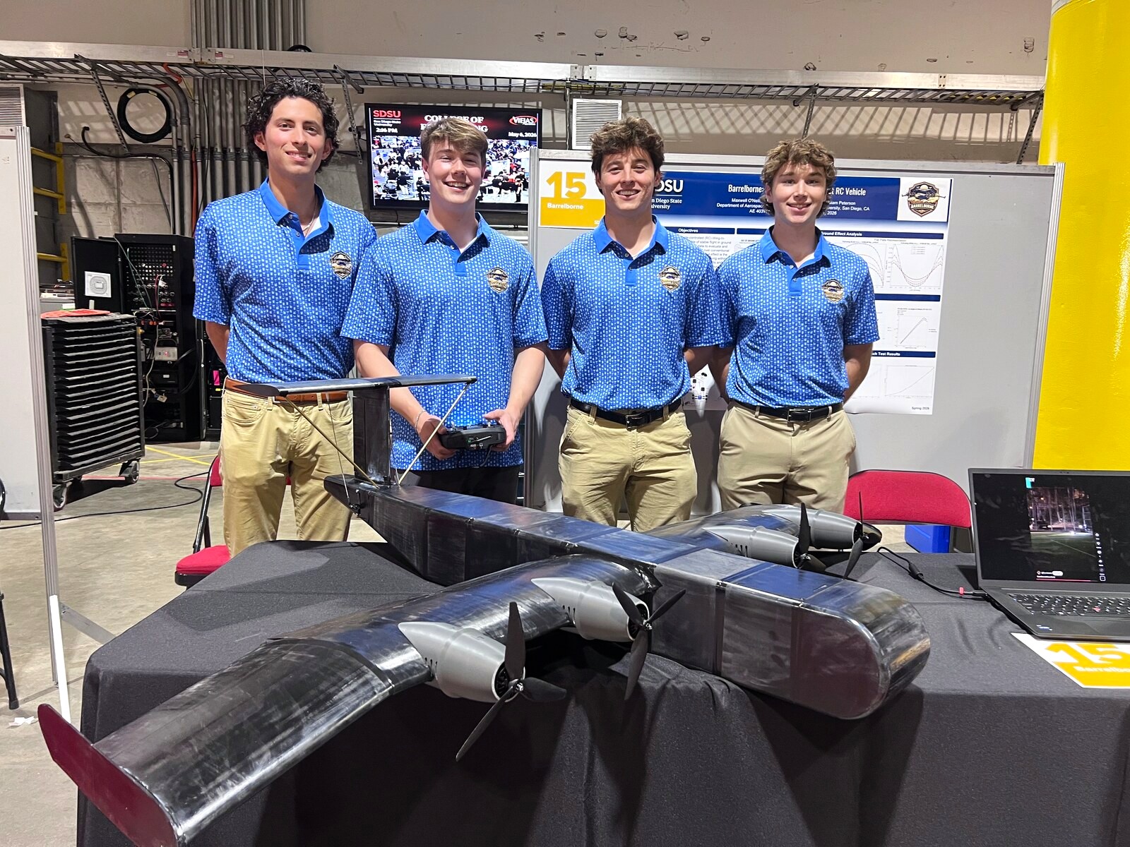 Barrelborne WIG vehicle and team at SDSU Senior Design Day