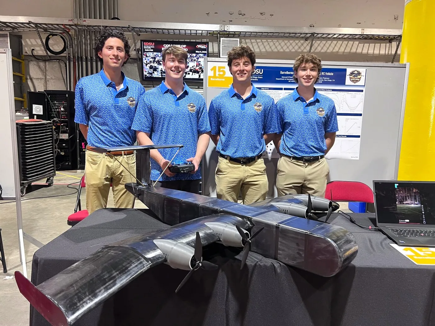 Barrelborne WIG vehicle and team at SDSU Senior Design Day